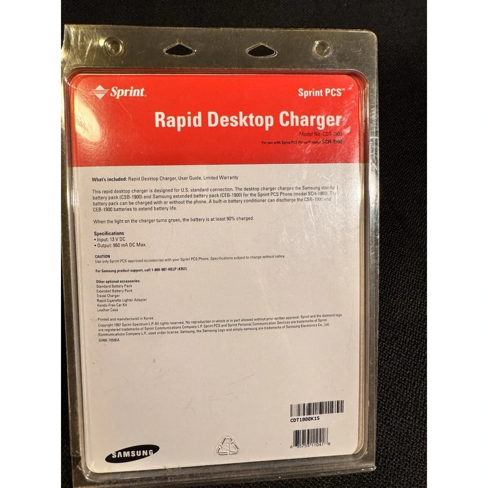 Vintage Sprint PCS Rapid Desktop Charger CDT-1900 New Factory Sealed SCH-1900
